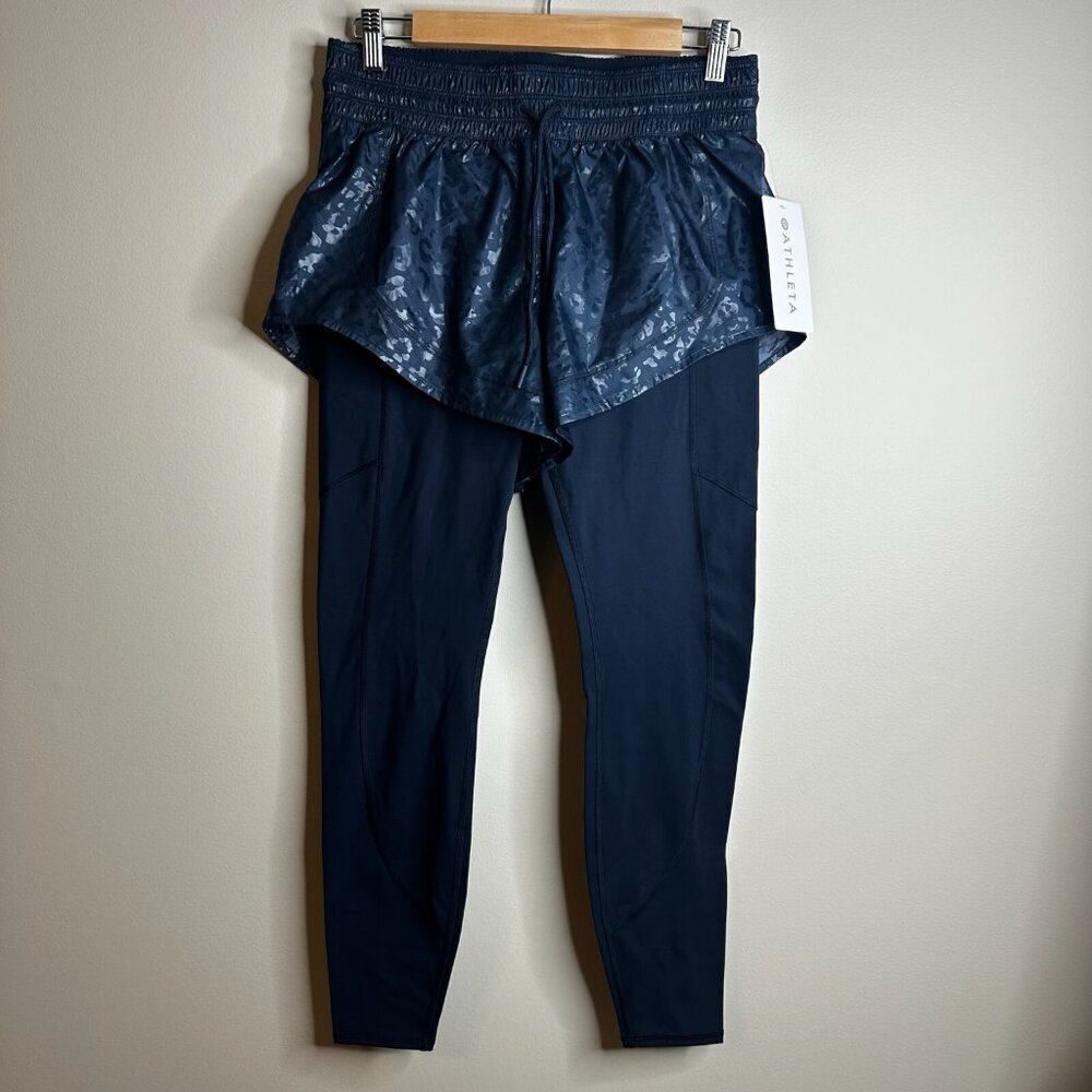 Athleta Rainer 2 In 1 Tight Leggings Womens Size S Black‎ 27” Supersonic NWT